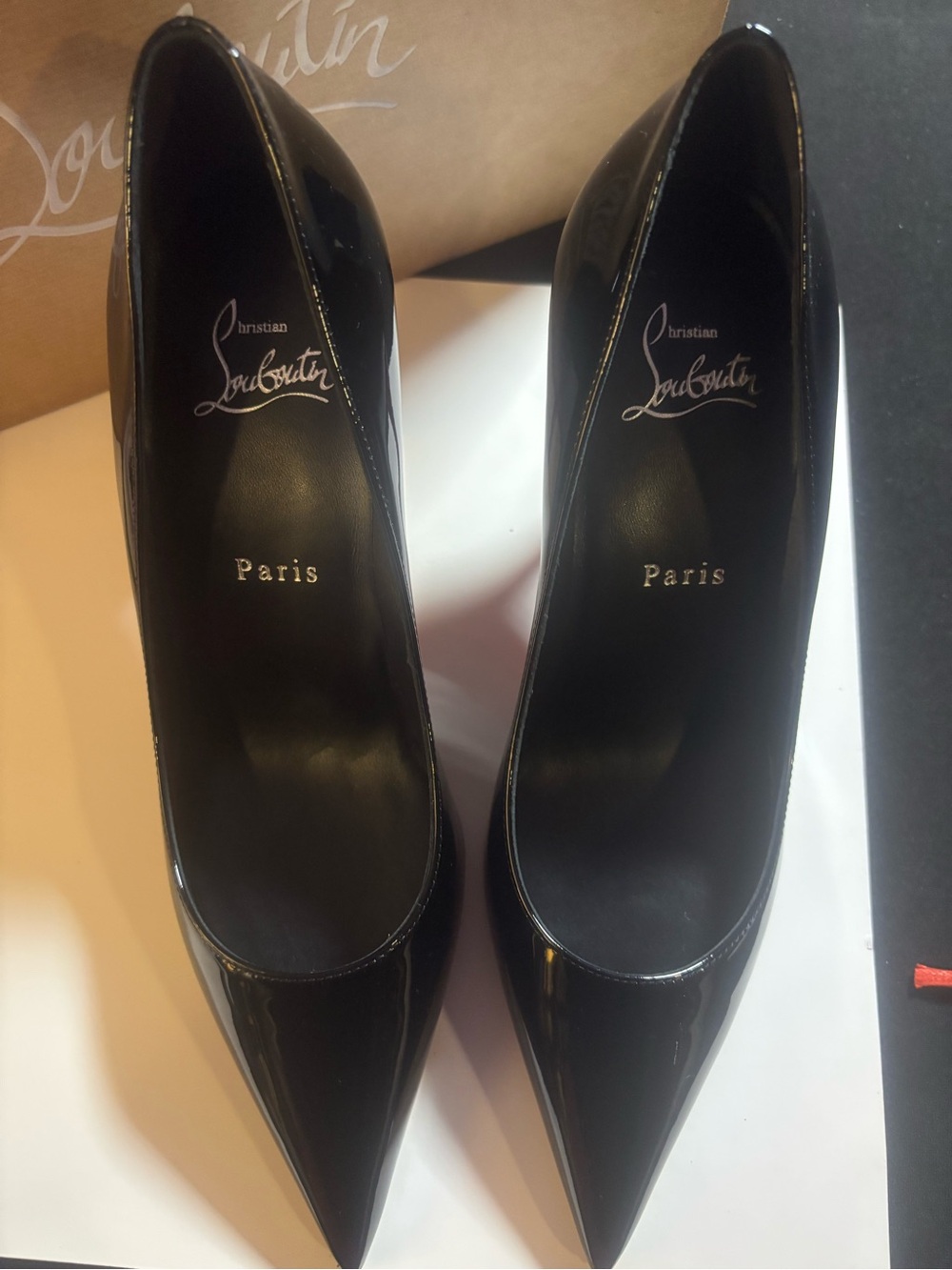 NEW Christian Louboutin Miss Z 80 Black Patent Leather Pumps EU 36.5 US 6.5 NIB